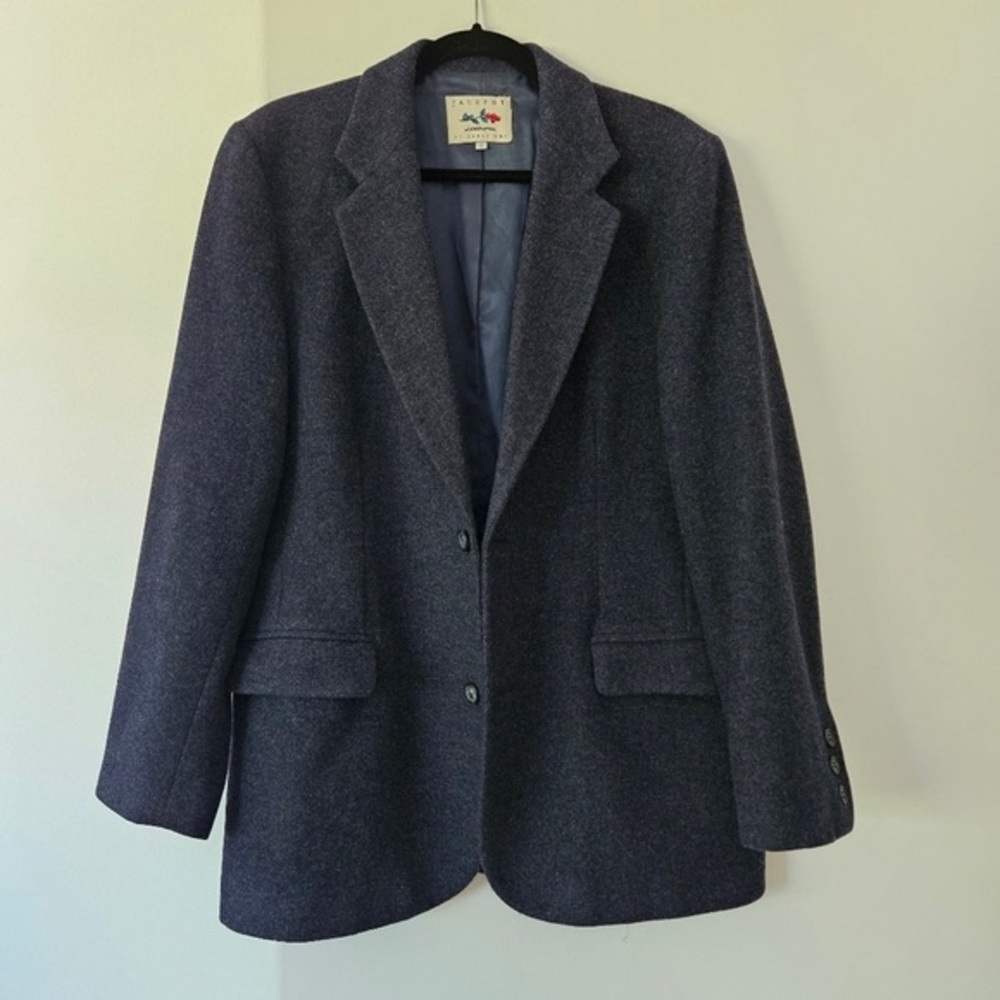 Navy Wool-Blend Women's Blazer Jacket